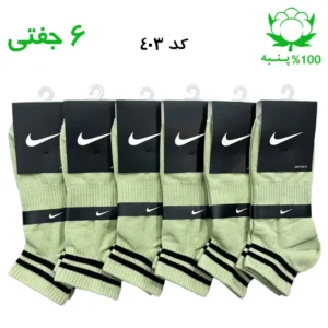 جوراب مچی اسپرت دو خط (۶ جفتی) جنس پنبه – فری سایز ۳۶ تا ۴۳ – رنگ سبز پسته ای