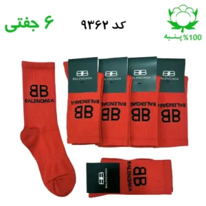 جوراب ساقدار اسپرت بالنسیاگا balenciaga (۶ جفتی) جنس پنبه – فری سایز ۳۶ تا ۴۳ رنگ قرمز G